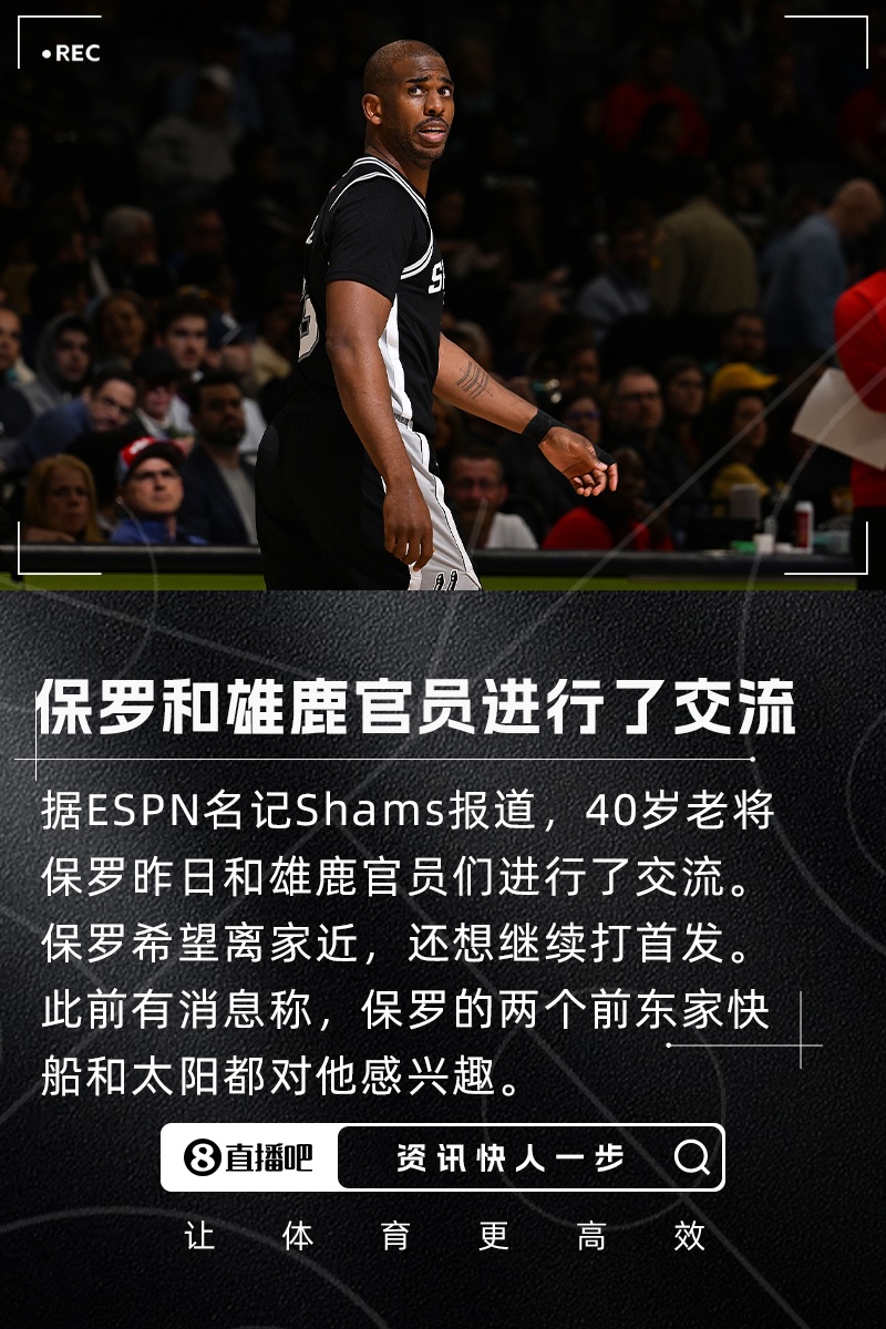 打满82场！40岁想出任首发~Shams：保罗昨天和雄鹿官员进行了交流